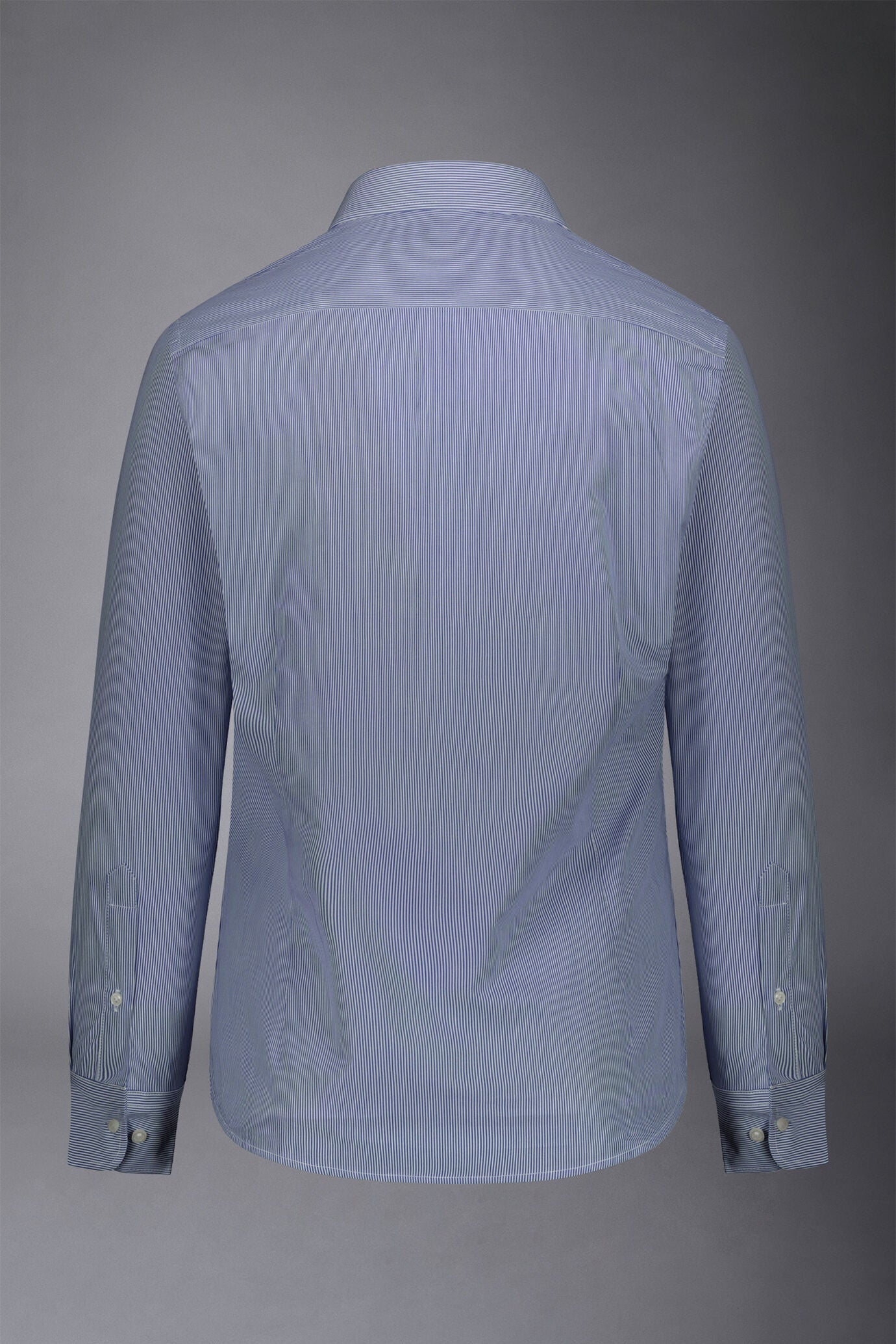 Men's classic slim fit French collar shirt with narrow stripe pattern