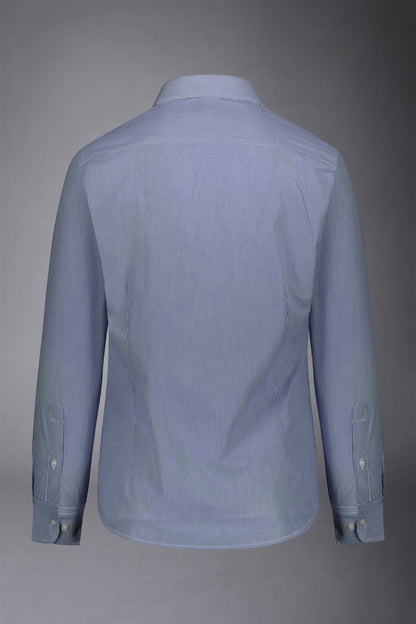 Men's classic slim fit French collar shirt with narrow stripe pattern