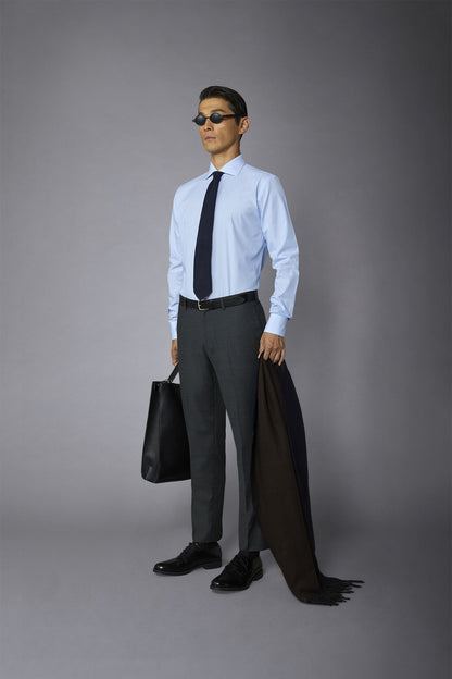 Men's classic slim fit French collar shirt with narrow stripe pattern