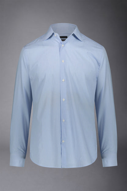 Men's classic slim fit French collar shirt with narrow stripe pattern