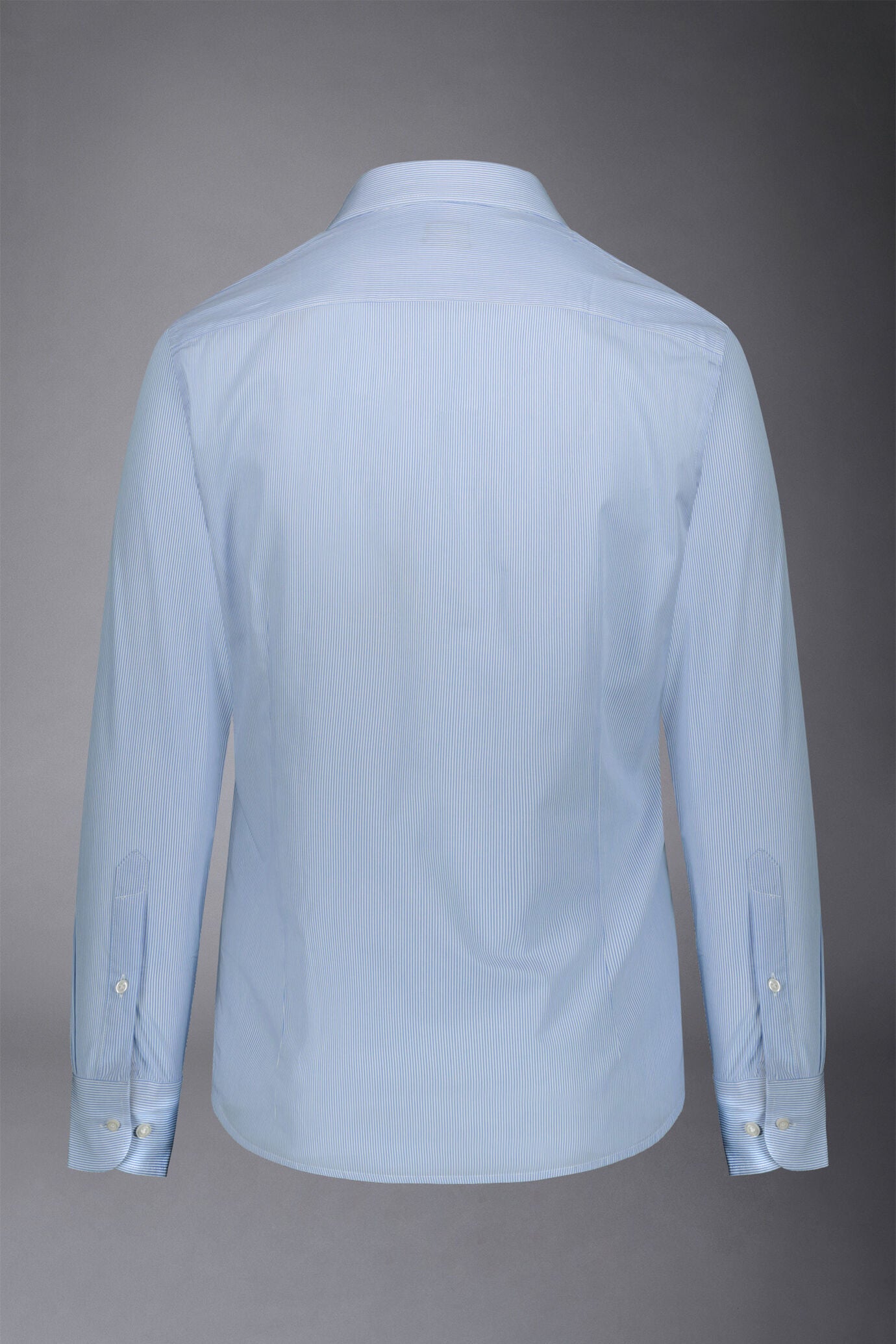 Men's classic slim fit French collar shirt with narrow stripe pattern