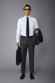 Men's slim fit french collar regular shirt dobby fabric