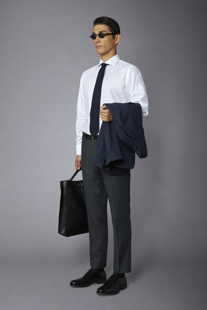 Men's slim fit french collar regular shirt dobby fabric