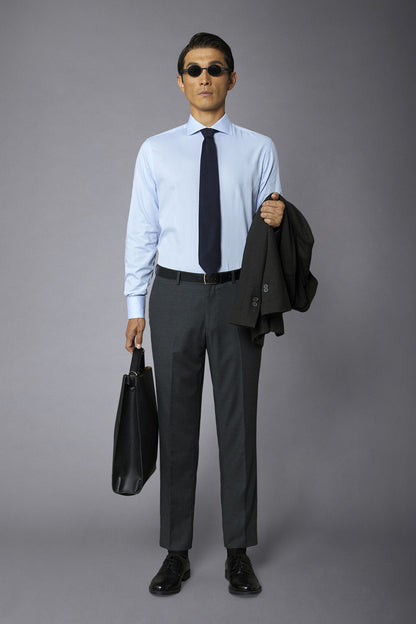 Men's slim fit french collar regular shirt dobby fabric