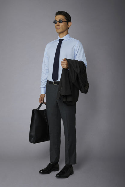 Men's slim fit french collar regular shirt dobby fabric