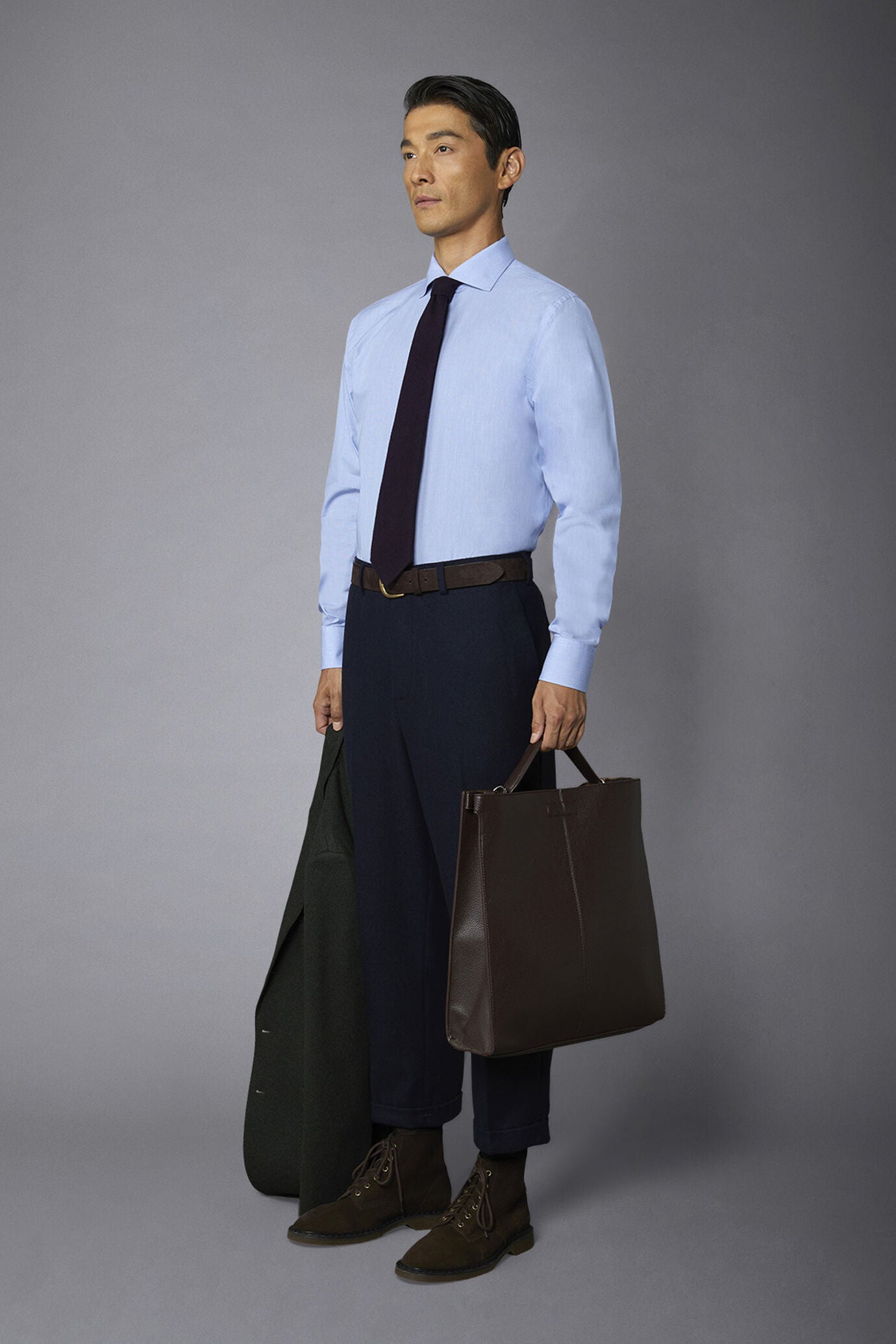 Men's checkered slim fit french collar regular shirt