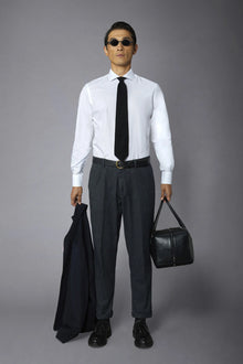 Men's slim fit french collar classic shirt barbed fabric