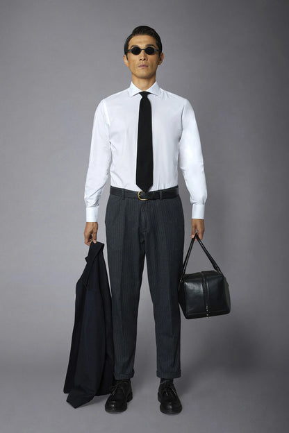 Men's slim fit french collar classic shirt barbed fabric