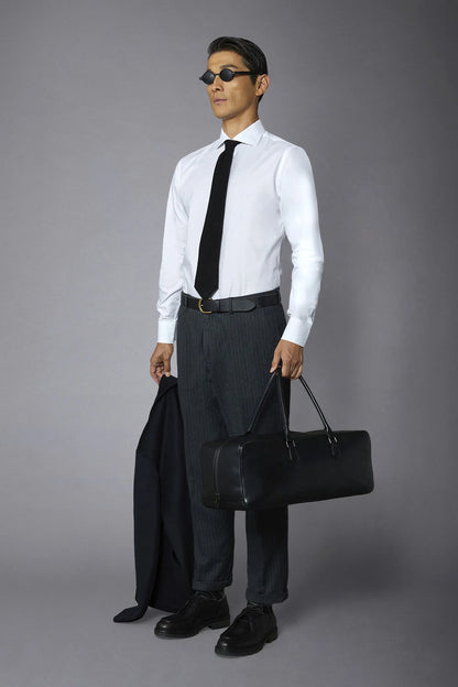Men's slim fit french collar classic shirt barbed fabric