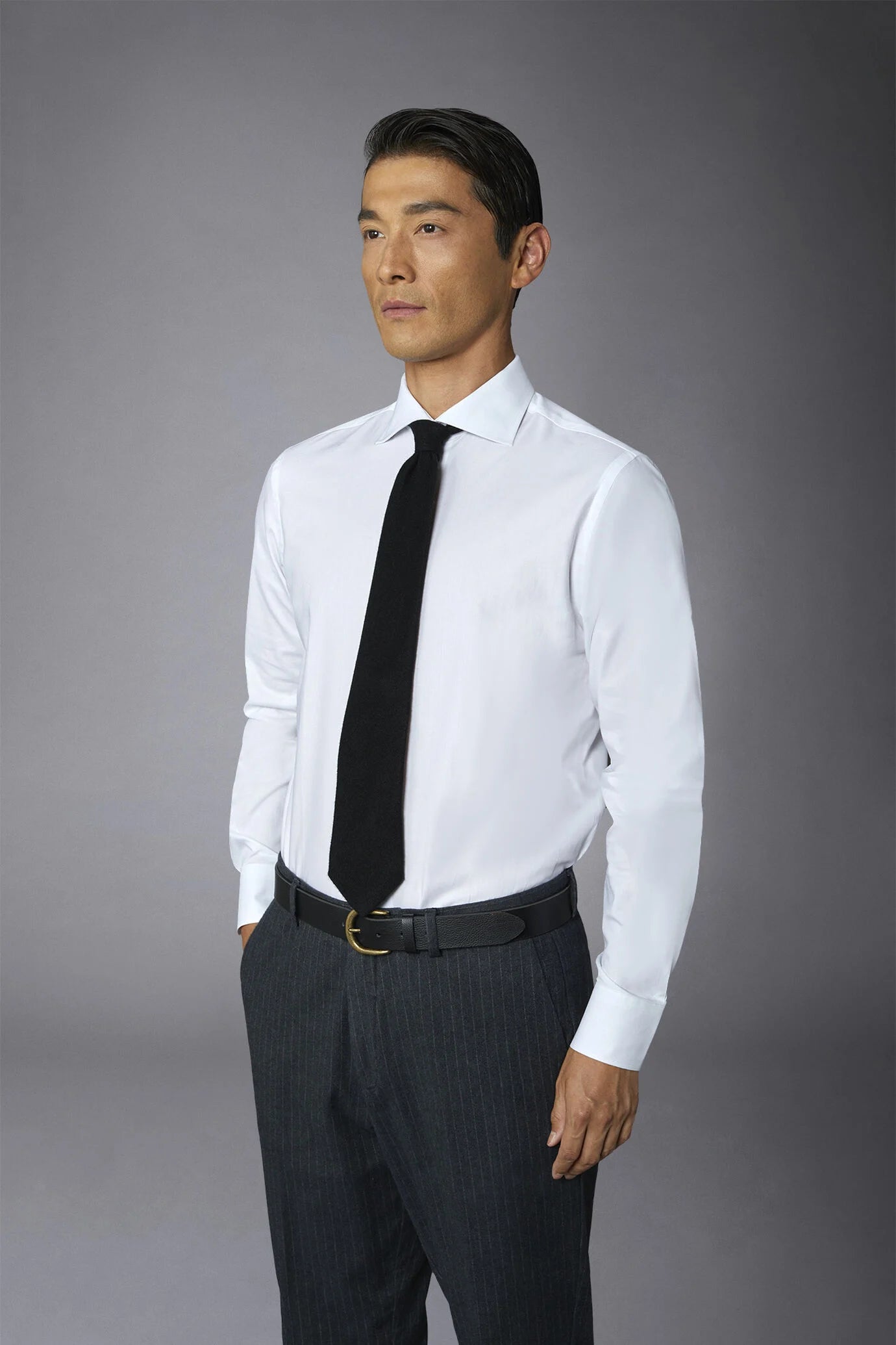 Men's slim fit french collar classic shirt barbed fabric