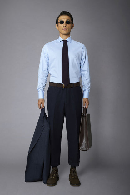 Men's slim fit french collar classic shirt barbed fabric