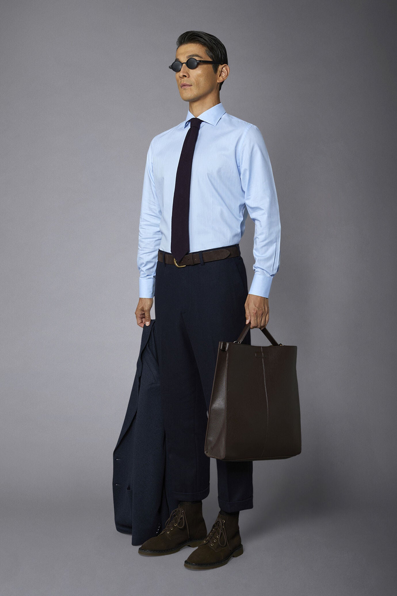 Men's slim fit french collar classic shirt barbed fabric