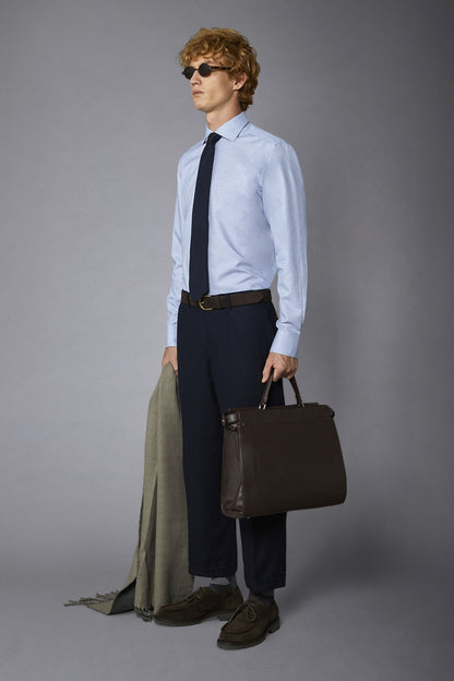 Men's regular fit french collar classic shirt dobby fabric