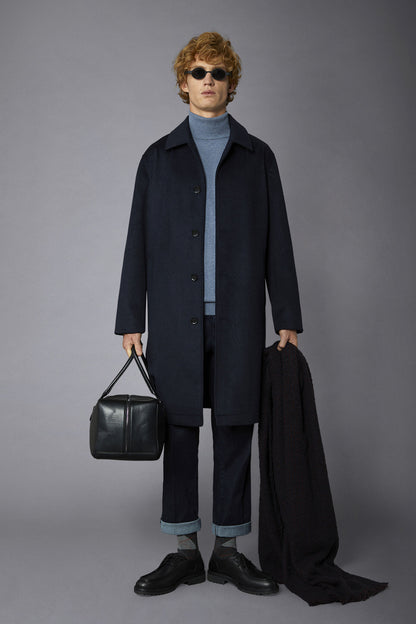 Men's single-breasted wool blend coat