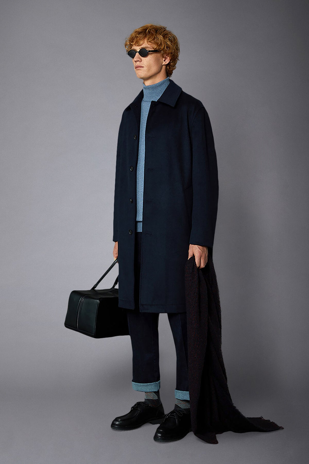 Men's single-breasted wool blend coat