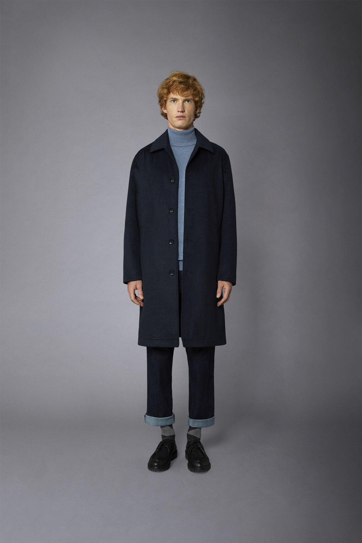 Men's single-breasted wool blend coat