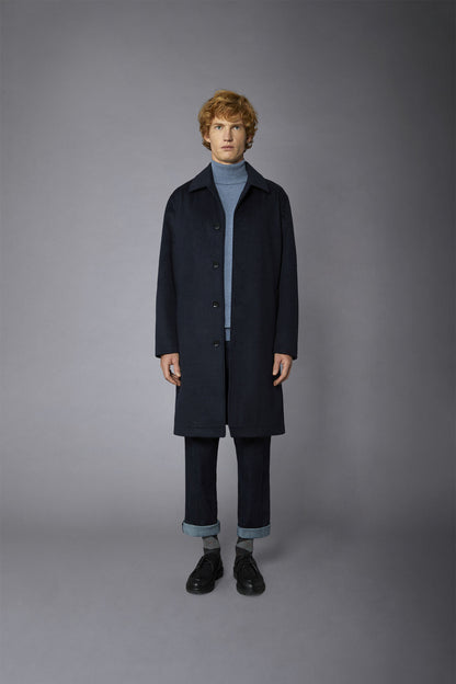 Men's single-breasted wool blend coat