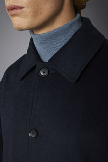 Men's wool-blend single-breasted checked loden coat