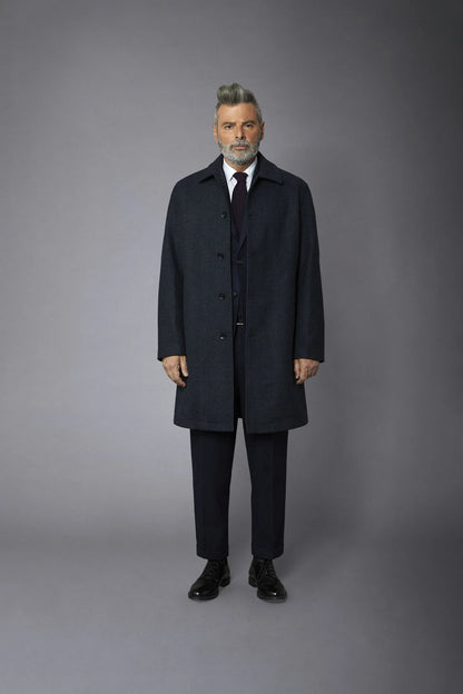 Men's wool-blend single-breasted checked loden coat