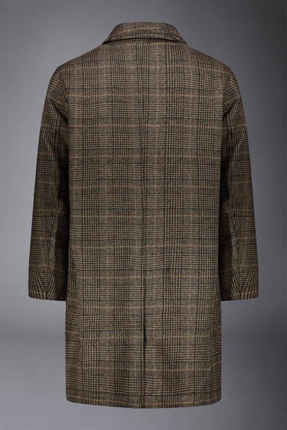 Men's wool-blend single-breasted checked loden coat