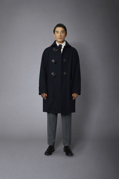 Genderless hoodless wool-blend coat