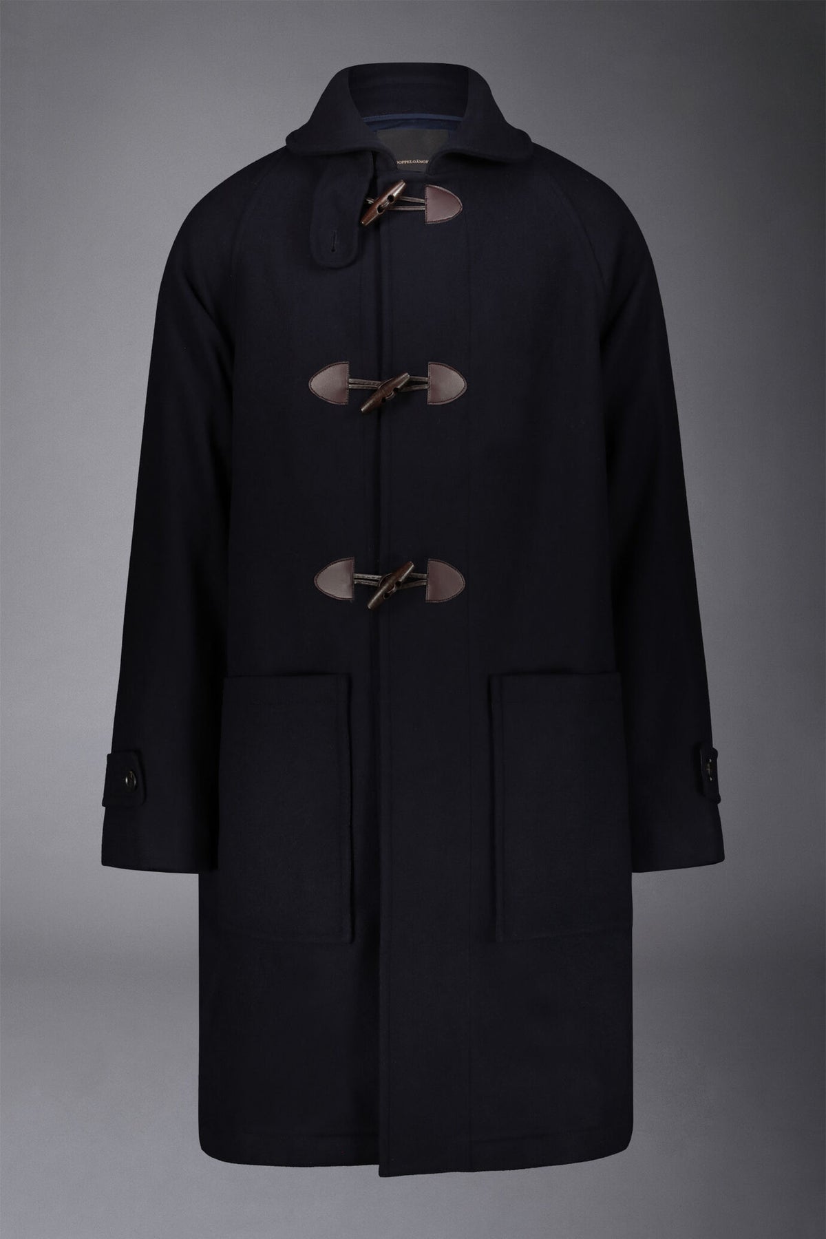 Genderless hoodless wool-blend coat