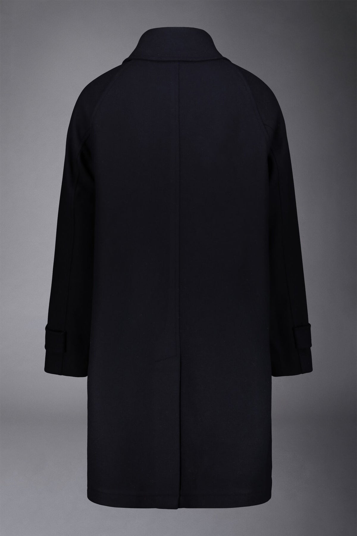 Genderless hoodless wool-blend coat