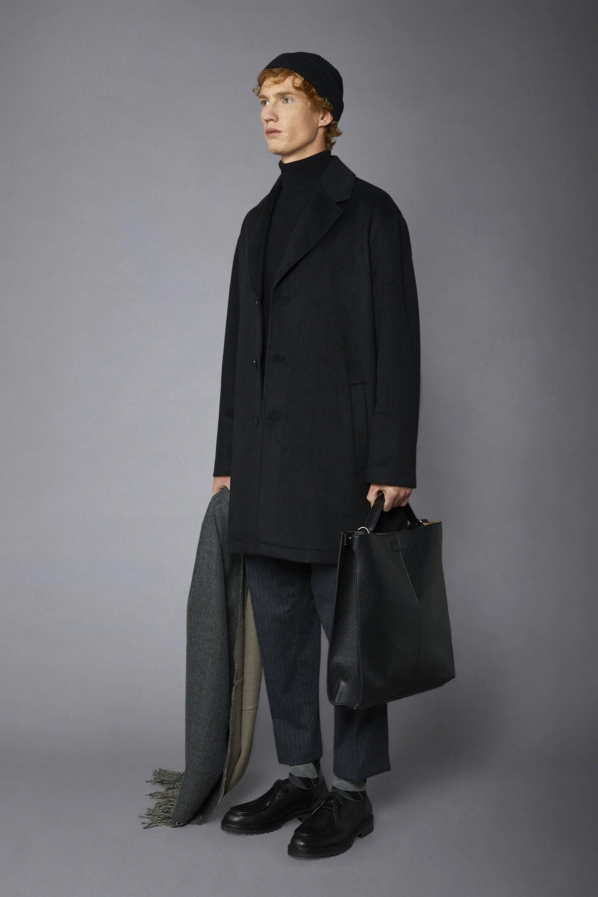 Men's classic single-breasted wool blend coat