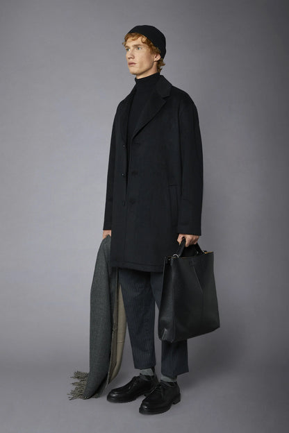 Men's classic single-breasted wool blend coat