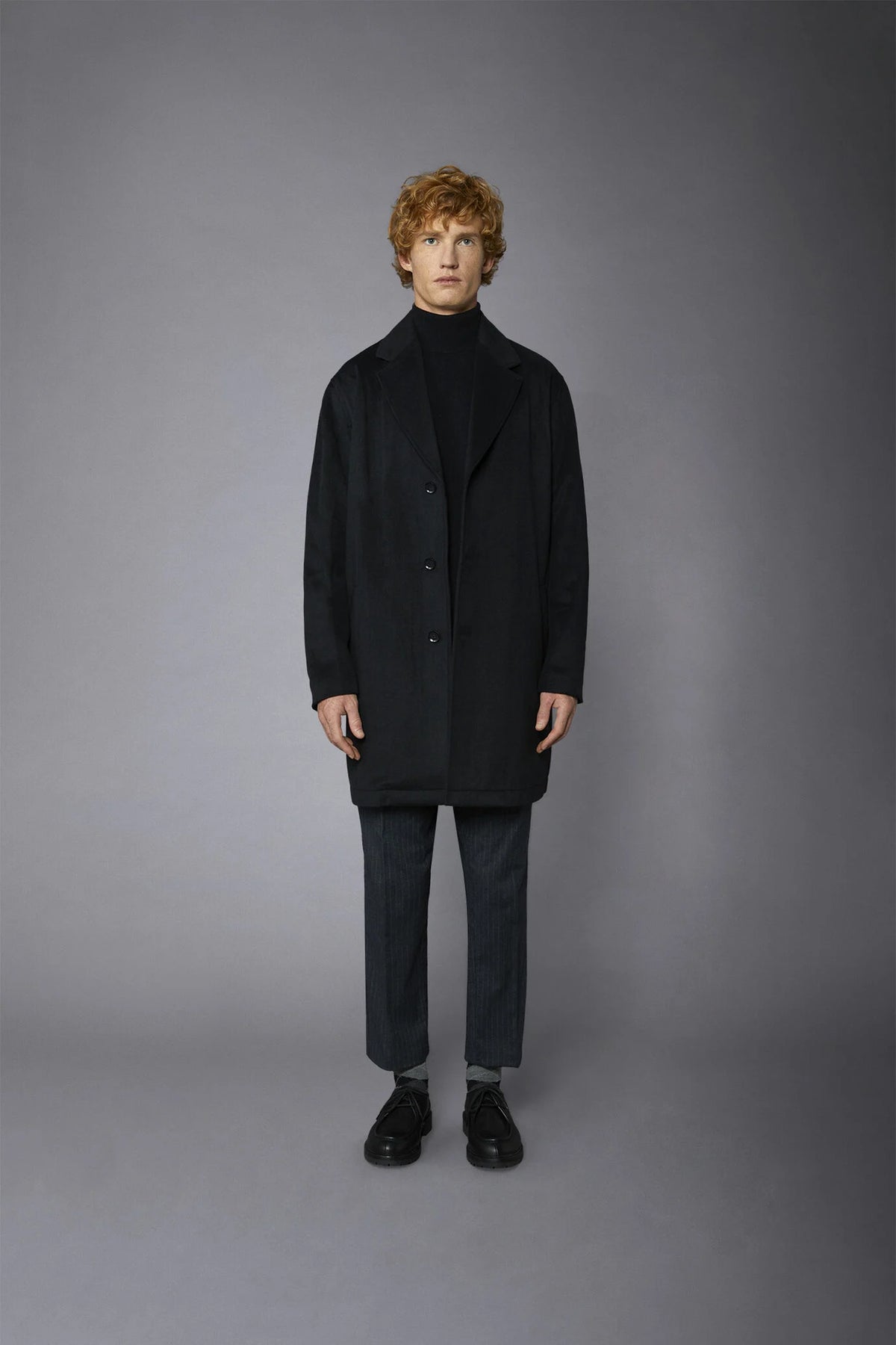 Men's classic single-breasted wool blend coat