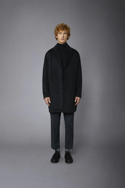 Men's classic single-breasted wool blend coat
