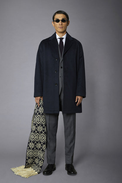 Men's classic single-breasted wool blend coat