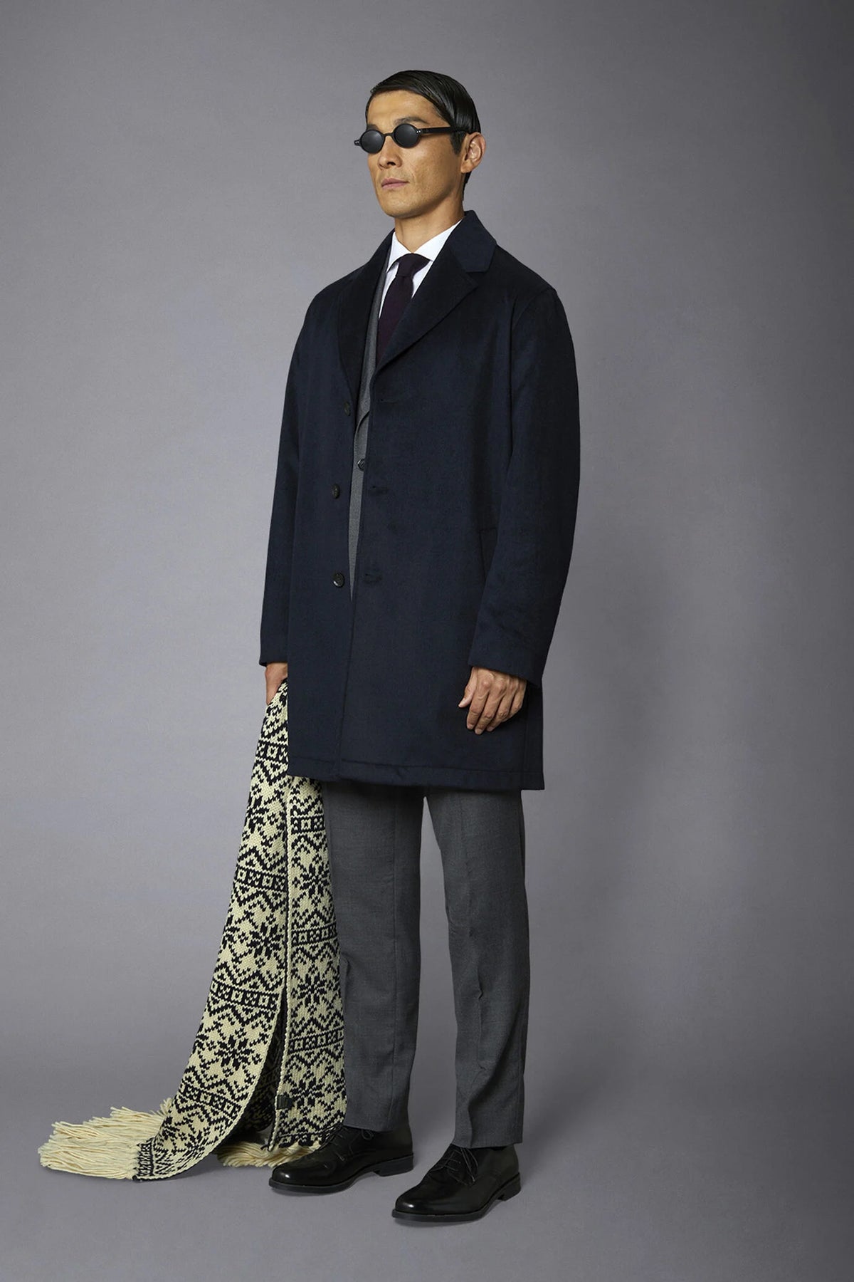 Men's classic single-breasted wool blend coat