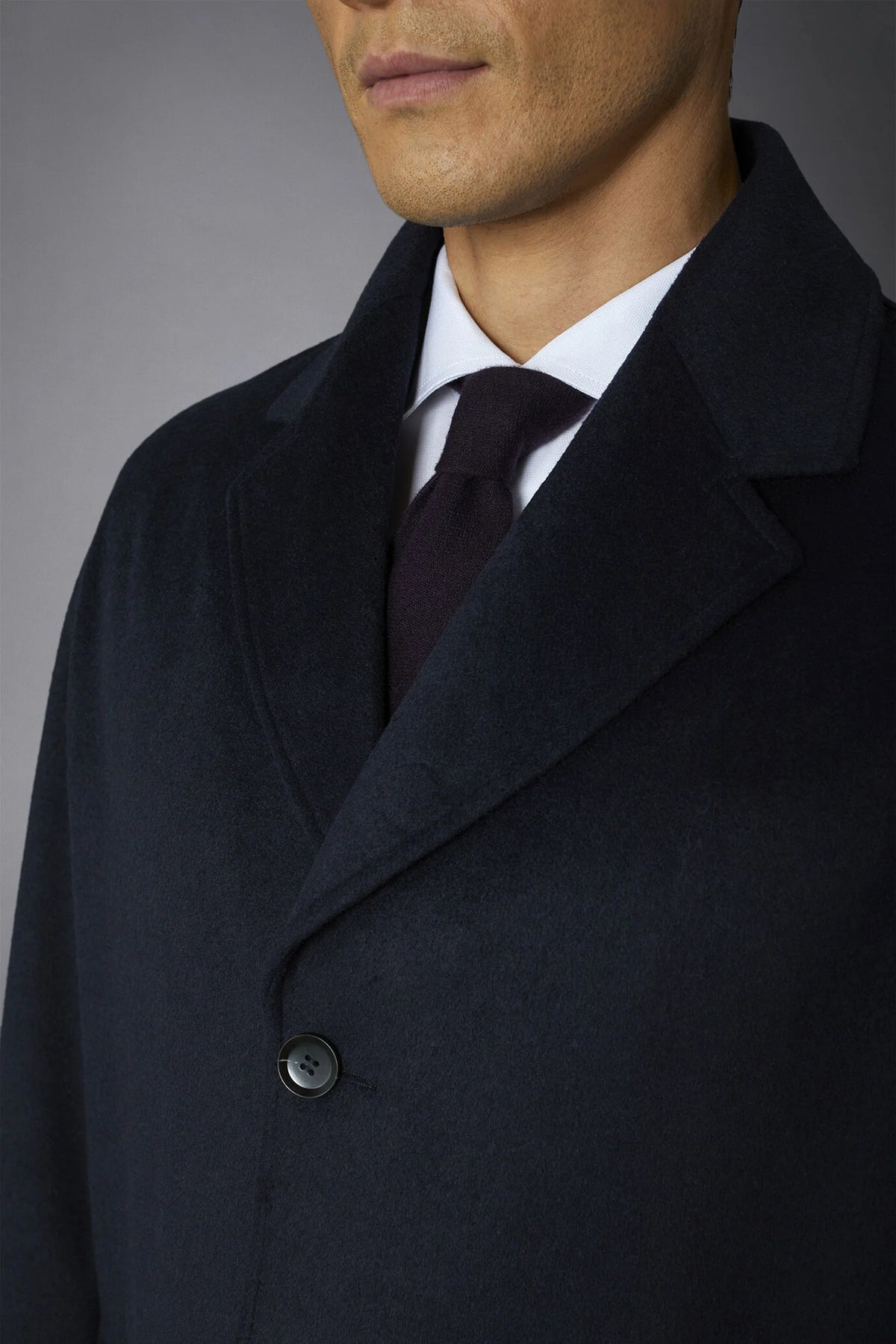 Men's classic single-breasted wool blend coat