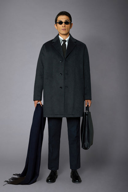 Men's classic single-breasted wool blend coat