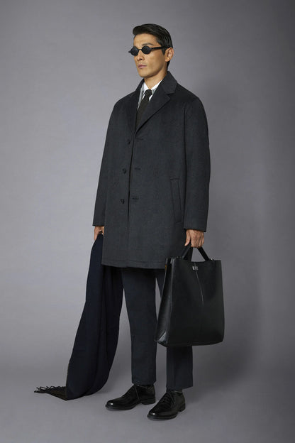 Men's classic single-breasted wool blend coat