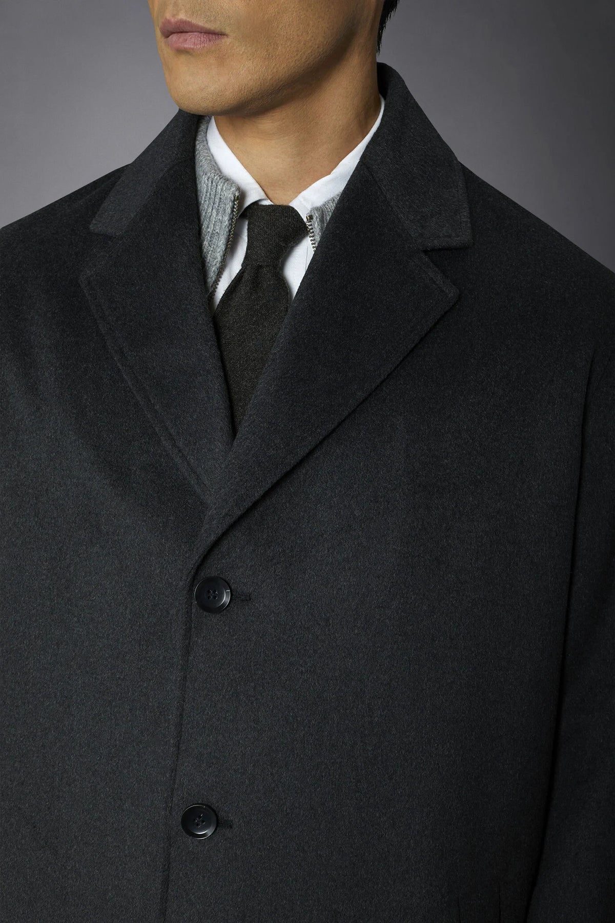 Men's classic single-breasted wool blend coat