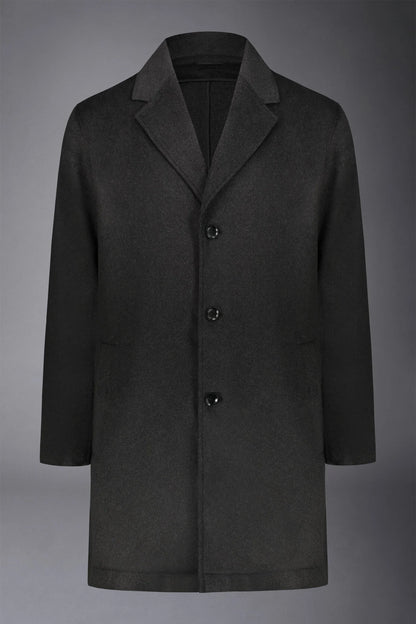 Men's classic single-breasted wool blend coat