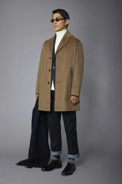 Men's classic single-breasted wool blend coat