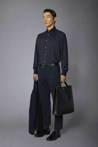 Classic genderless technical comfort fit shirt patterned fabric