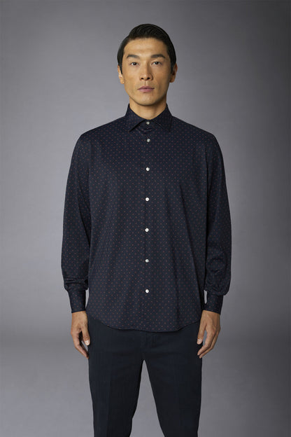 Classic genderless technical comfort fit shirt patterned fabric