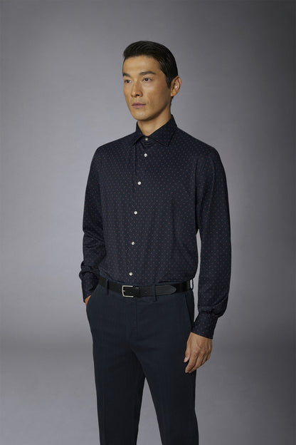 Classic genderless technical comfort fit shirt patterned fabric