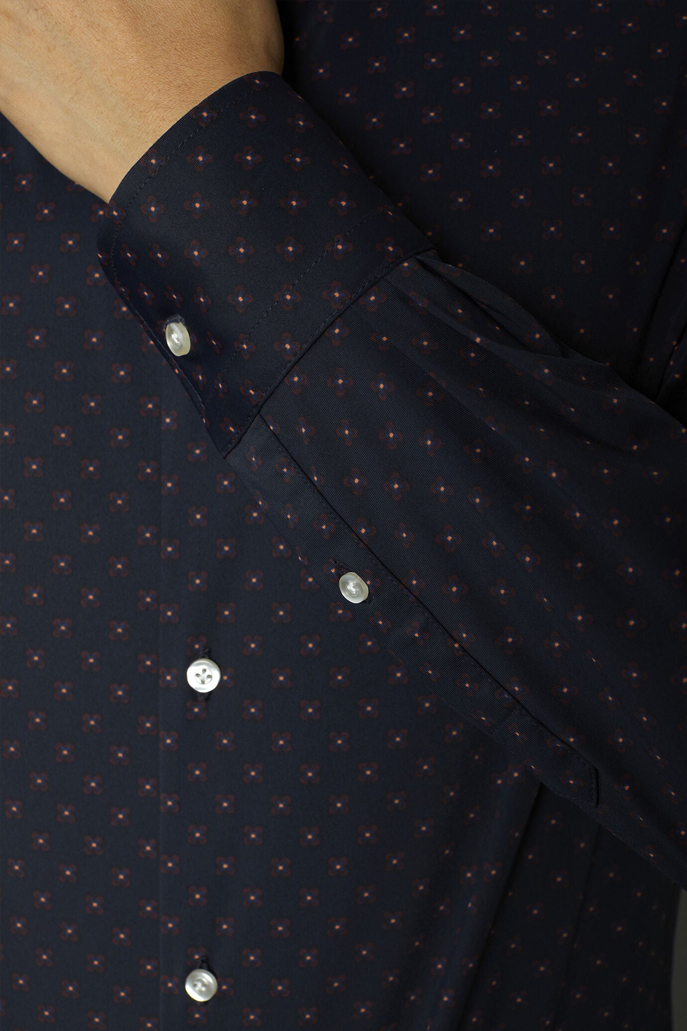 Classic genderless technical comfort fit shirt patterned fabric