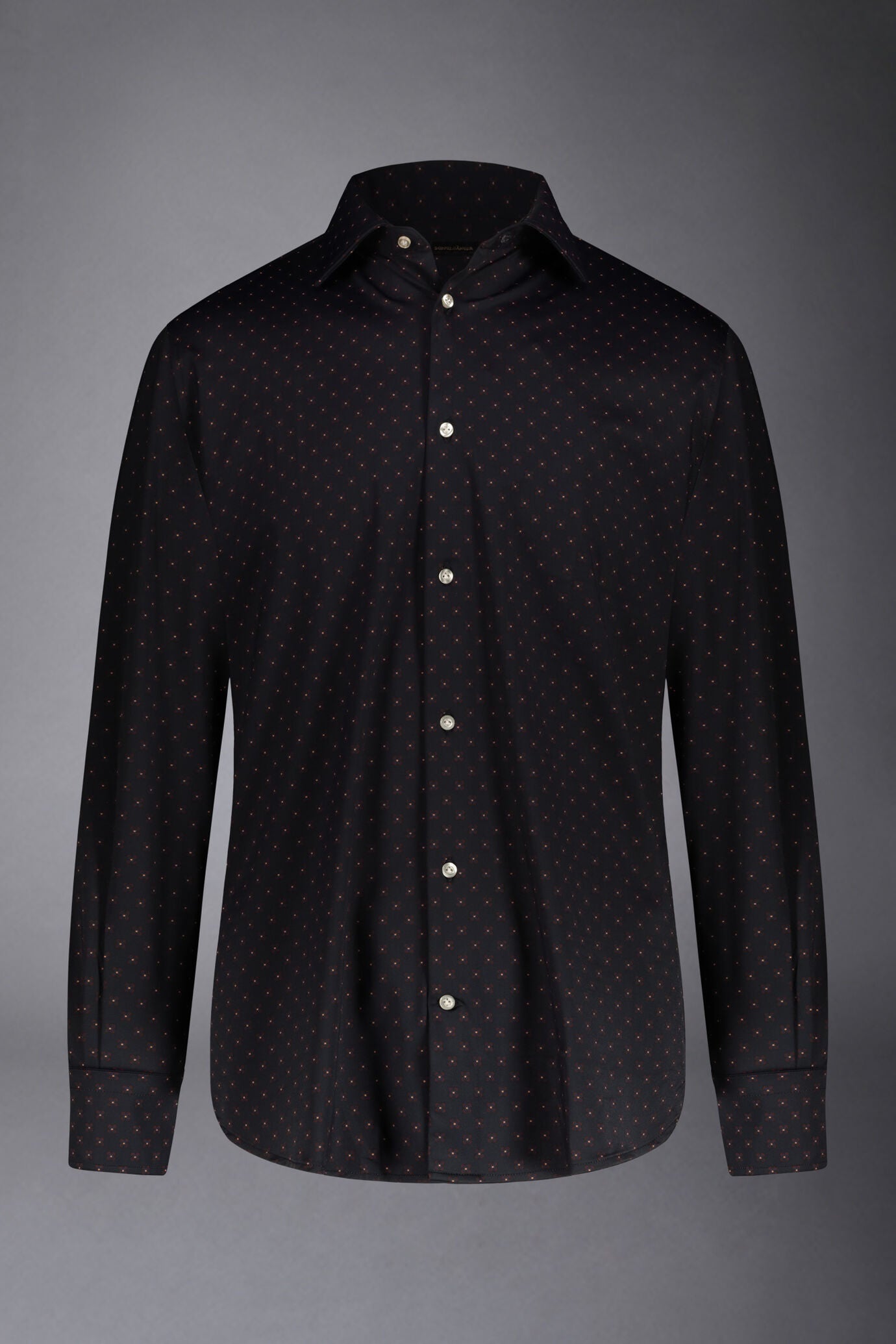 Classic genderless technical comfort fit shirt patterned fabric