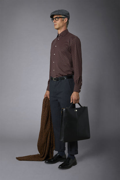 Classic genderless technical comfort fit shirt patterned fabric