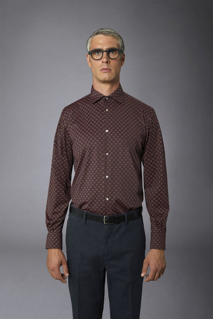 Classic genderless technical comfort fit shirt patterned fabric