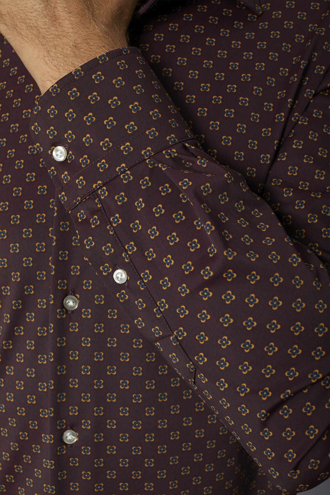 Classic genderless technical comfort fit shirt patterned fabric