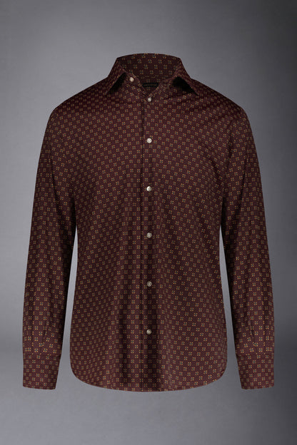 Classic genderless technical comfort fit shirt patterned fabric