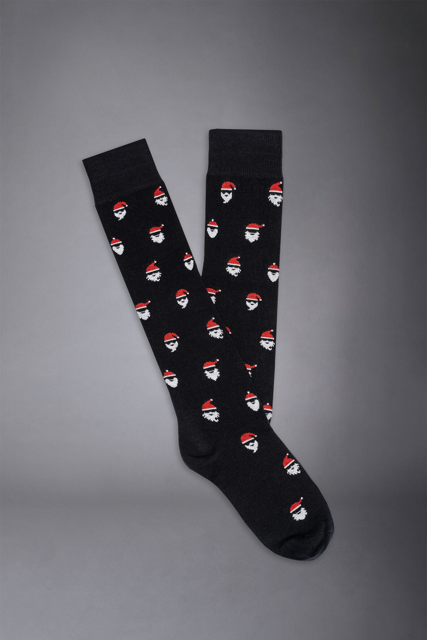 Men's knitted long socks with Santa Claus pattern made in Italy