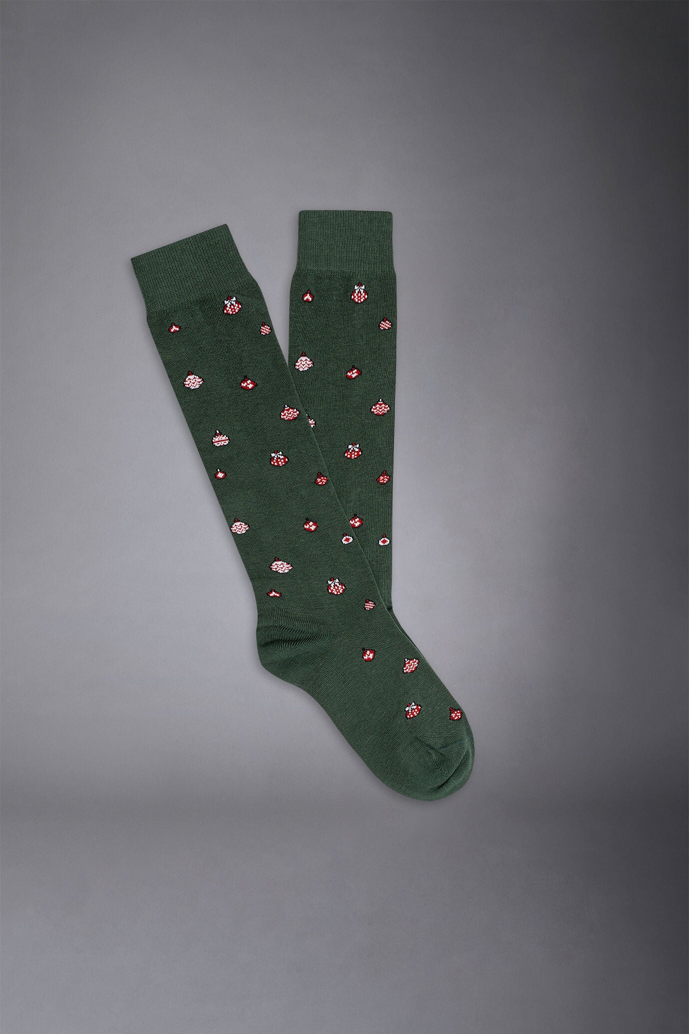 Men's knitted long socks with Christmas decorations pattern made in Italy